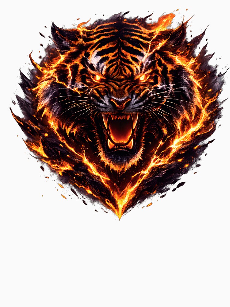 Fire Tiger Head – Flaming Wild Predator Design by CreativeMindsetLab