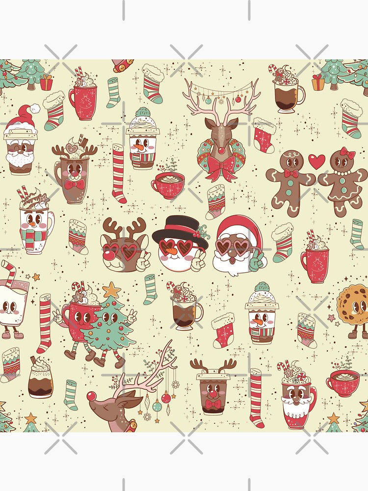 groovy christmas black santa snowman reindeer coffee by Gossip Rag
