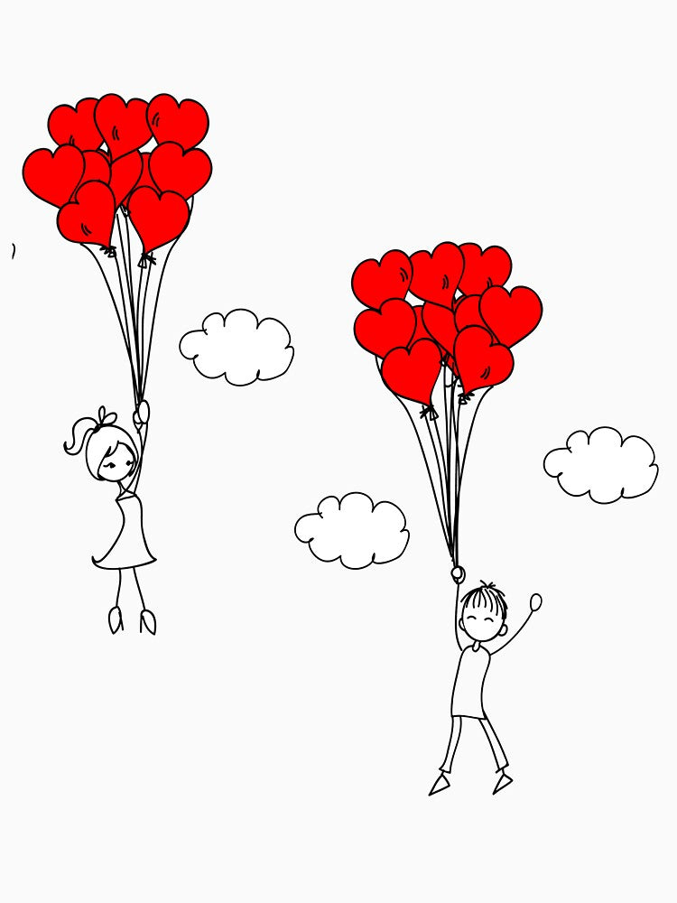 Matching Couple Heart Balloons Design by AmetistLight