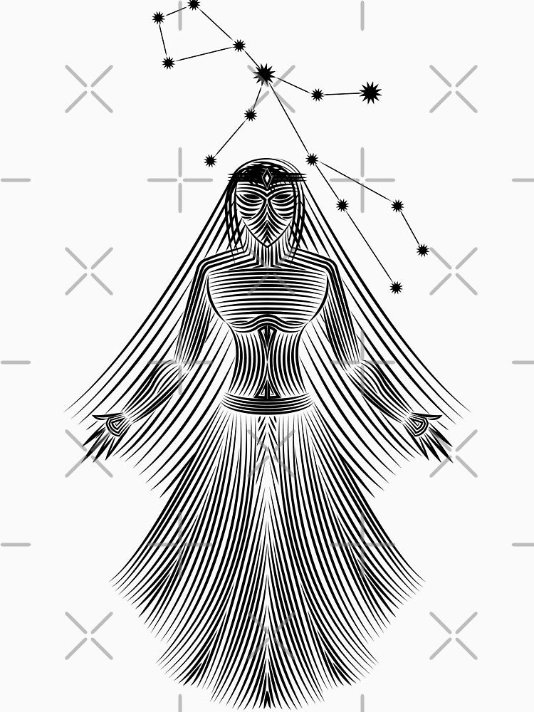 Virgo Zodiac Constellation Black Minimalist Art by JAMerArc