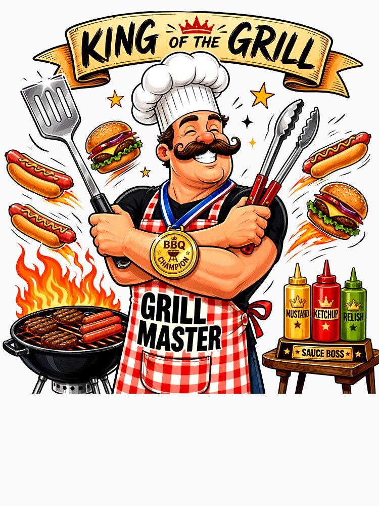 Grill Master Dad BBQ King Father's by Zara Art House