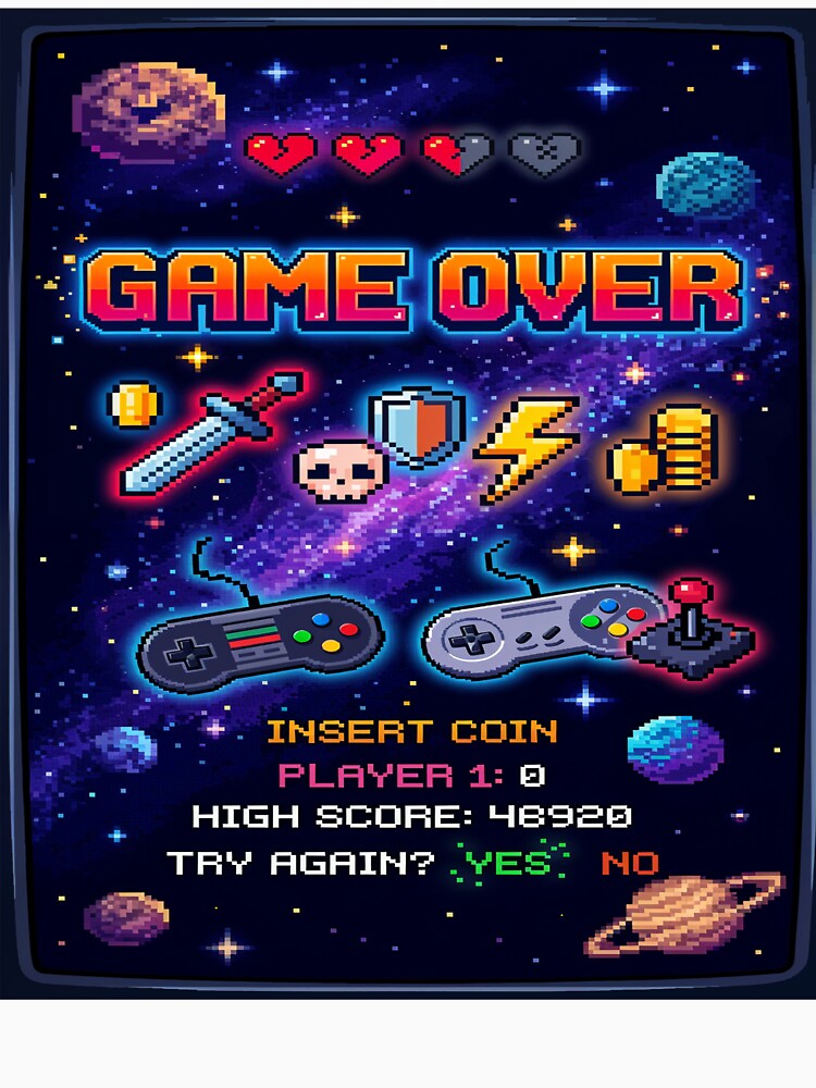 Pixel Art Game Over - Retro 8-Bit Gamer Style by GooDShirTShop