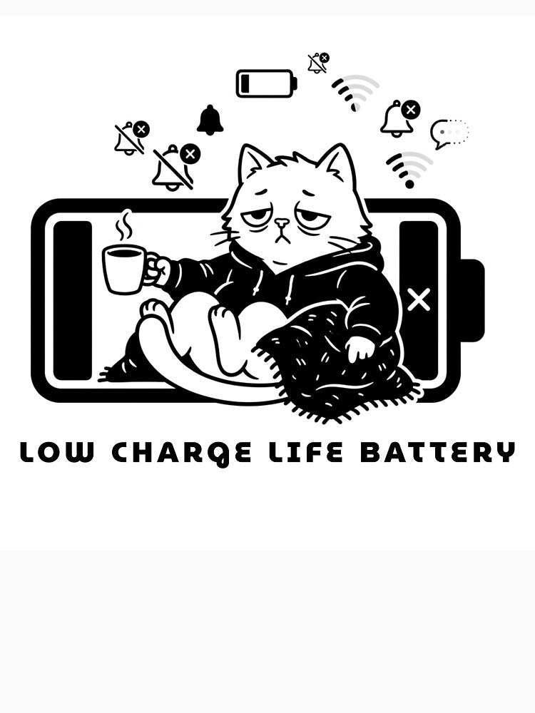 Low Battery Life Grumpy Cat Burnout Meme by Meow-gical Wear