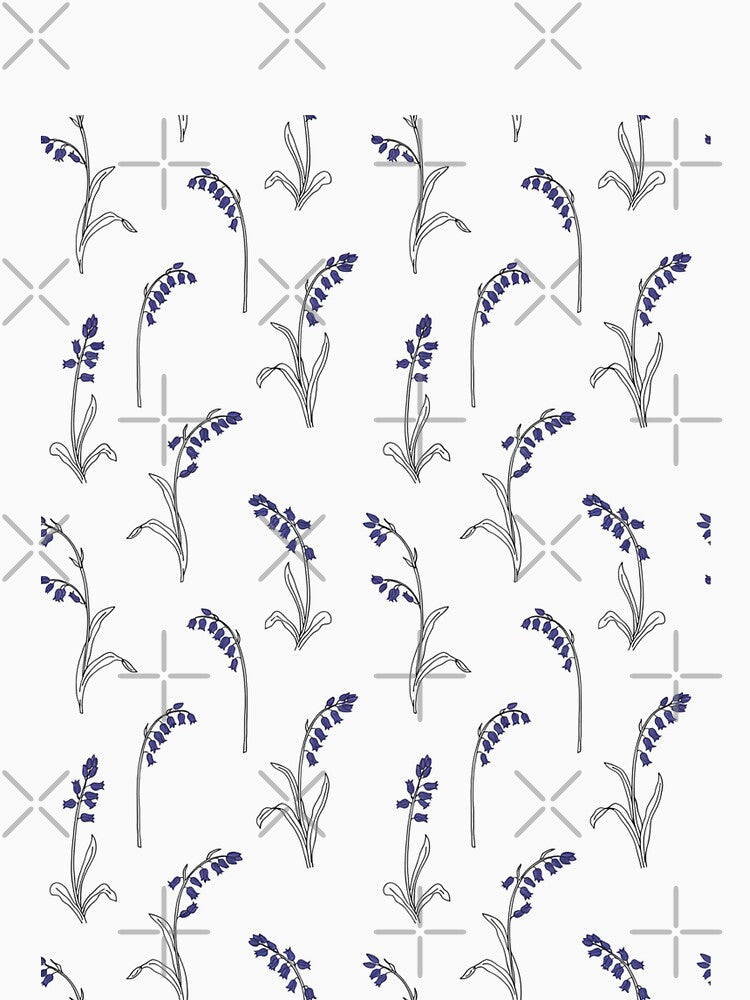 Bluebell Line Art Floral Pattern by NuvoraNest