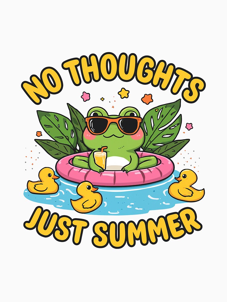 No Thoughts Just Summer Frog  Funny Summer | Cute Pool Float Vacation by PIXENTRA