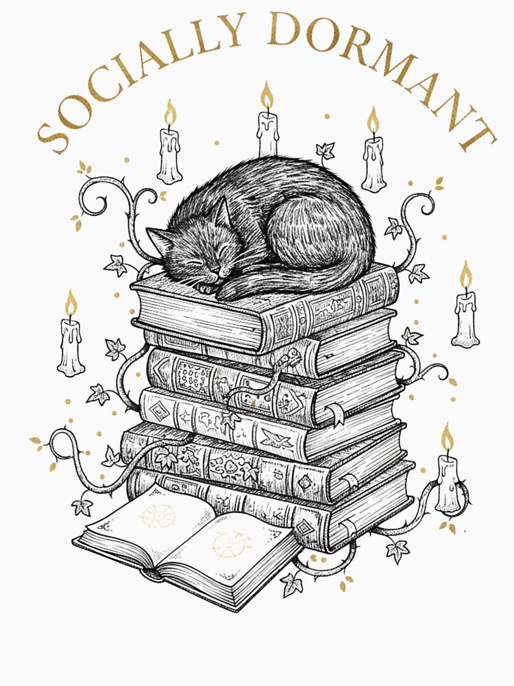 Socially Dormant - Dark Academia Cat & Books Lover by BeFaCtO