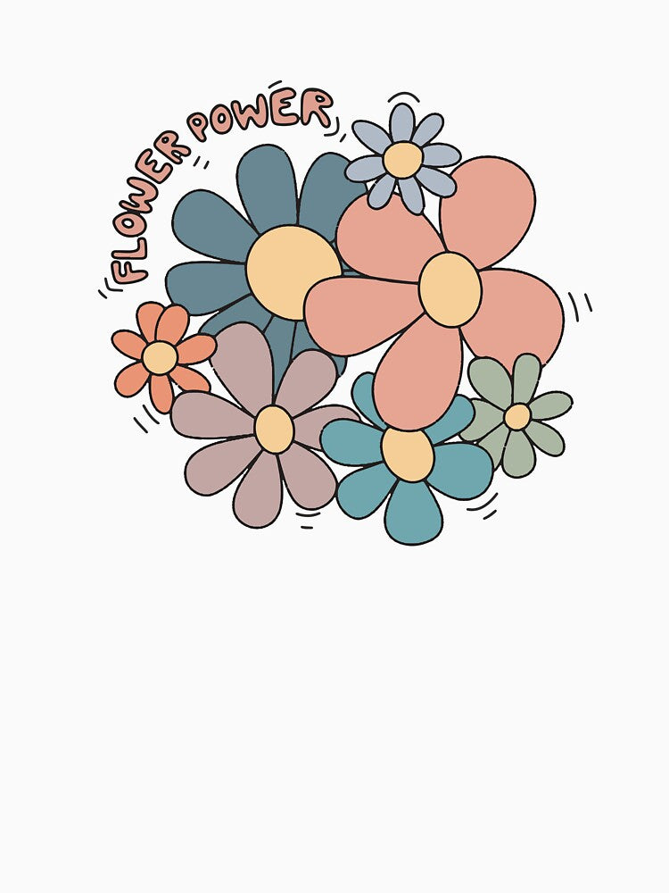 flower power hand drawn sticker by kayleeoconnor