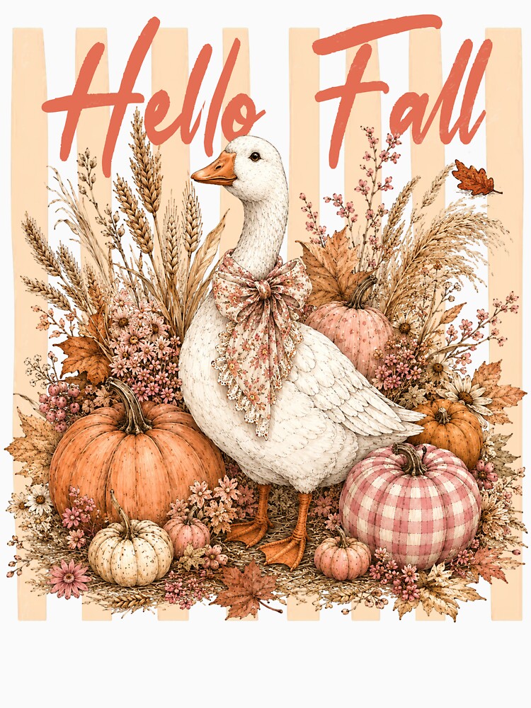 Hello Fall Goose with Pumpkins by NightSpell