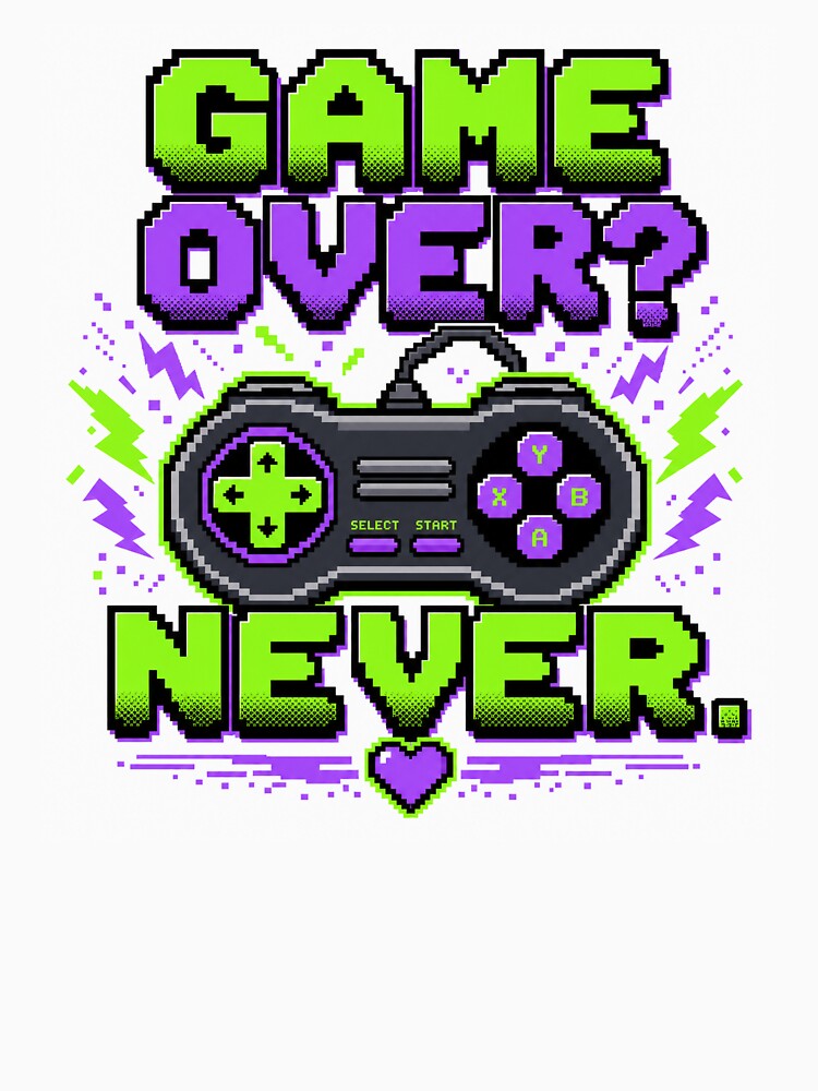 Game Over? Never — Retro Pixel Art Gamer T-Shirt by WornWildCo