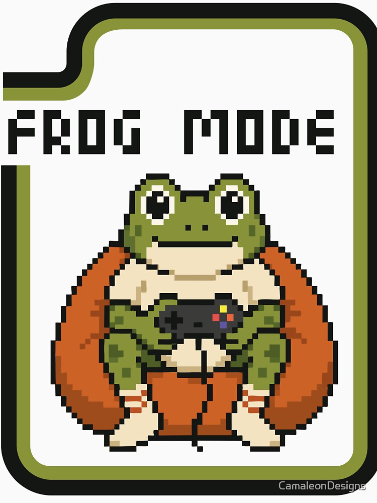 Frog Mode Retro Pixel Art Gamer Frog by CamaleonDesigns