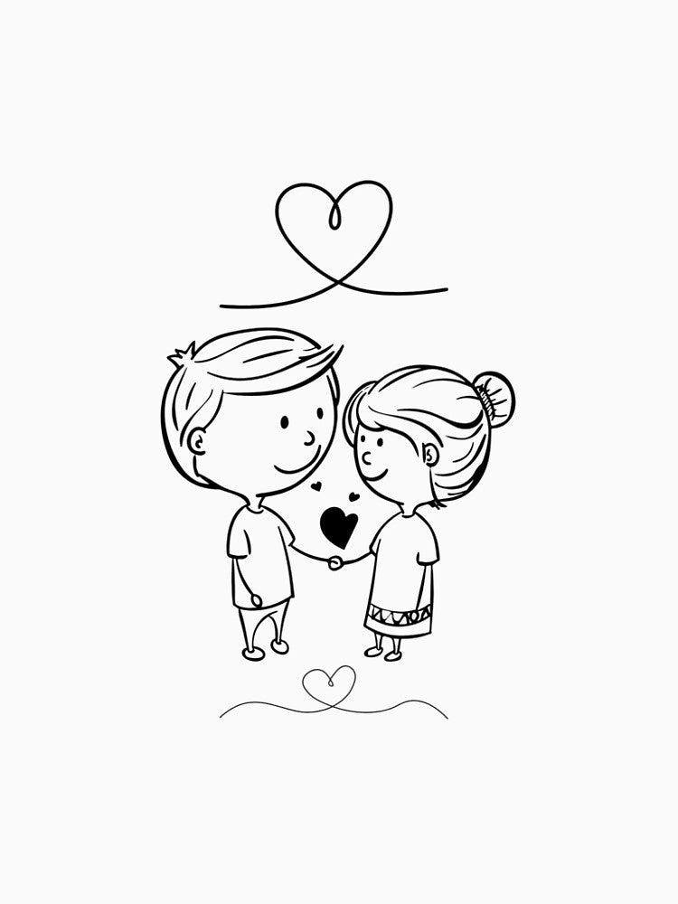 Hand in Hand - Minimalist Romantic Illustration by KIKKY12