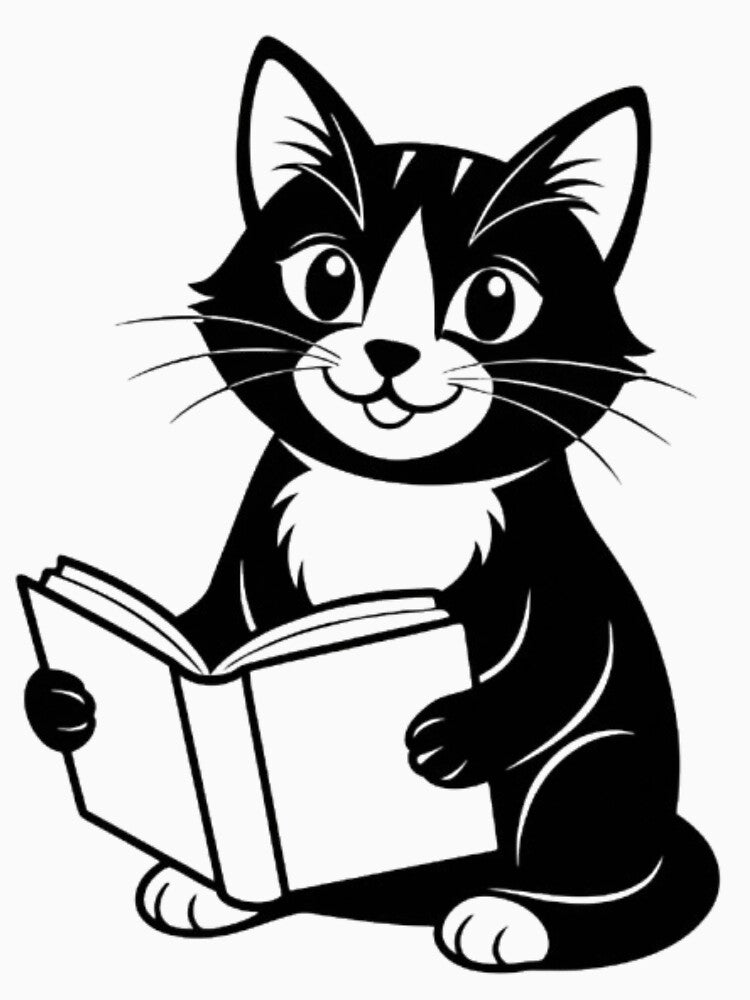 Cute Kawaii Cat Reading Book by PrintforDesign
