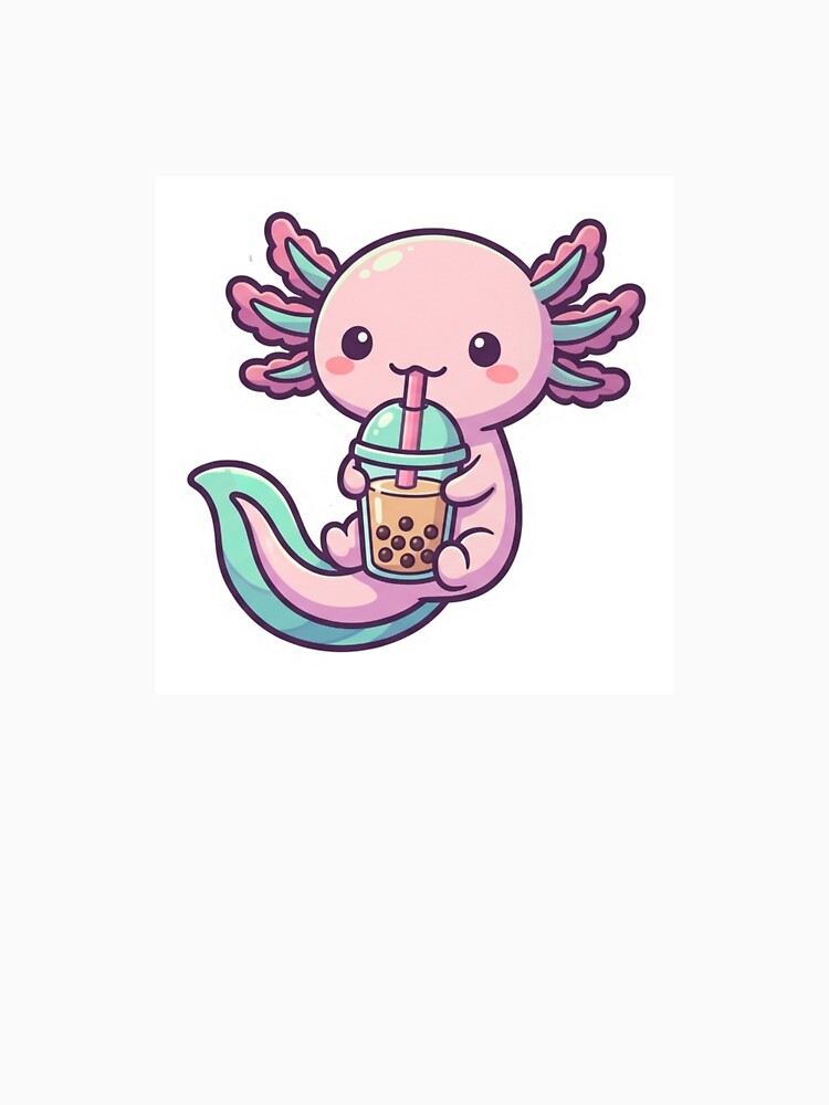 Cute Kawaii Axolotl Drinking Boba Tea by JanElJaJas