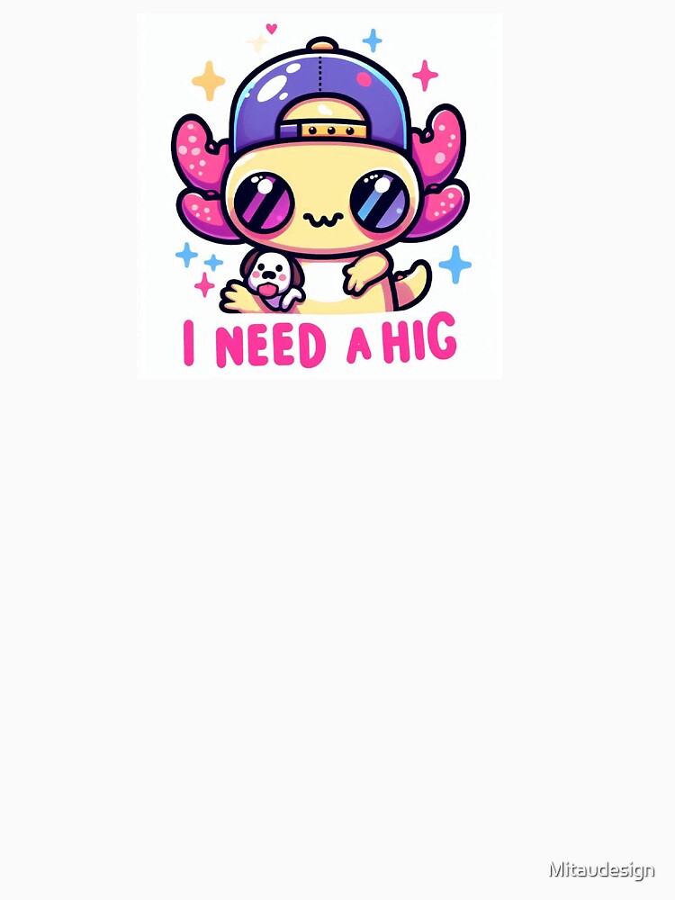 Cute Kawaii Axolotl Astronaut Hugging Puppy “I Need a Hug” by Mitaudesign