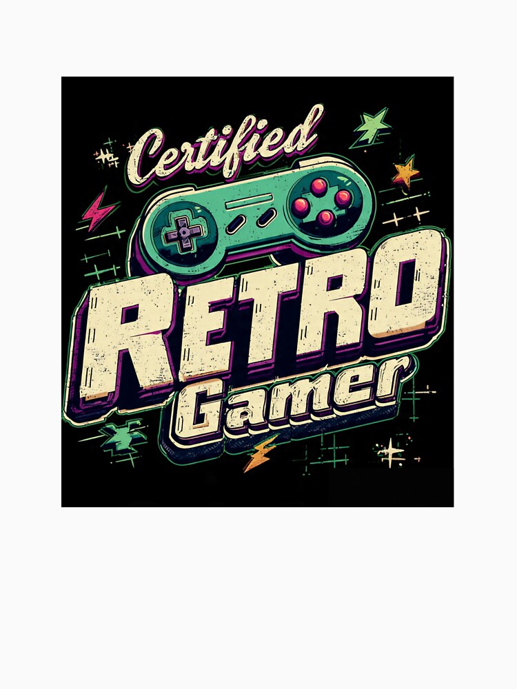 Certified Retro Gamer – Vintage Arcade Gaming Controller | Retro Gaming T-Shirt Design by CKADigital