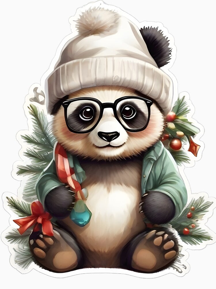 Kawaii Christmas Panda Cute and Cuddly Panda Art by PintERest0