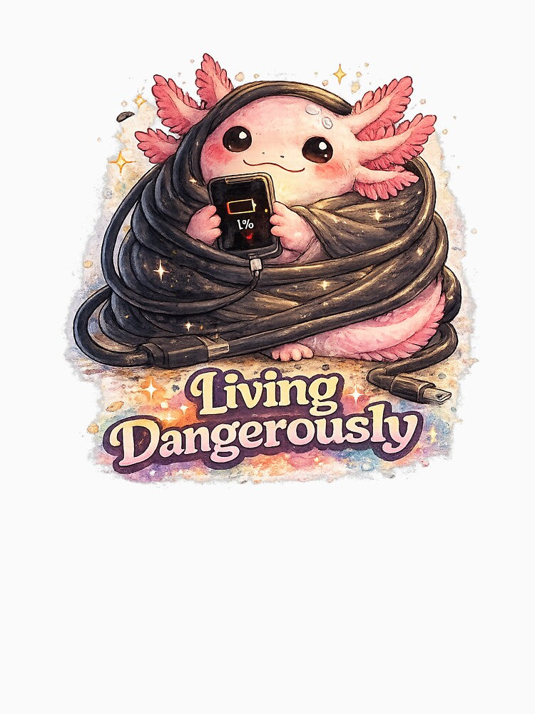 Living Dangerously Axolotl | 1% Battery Funny Kawaii Meme by NarpLTD