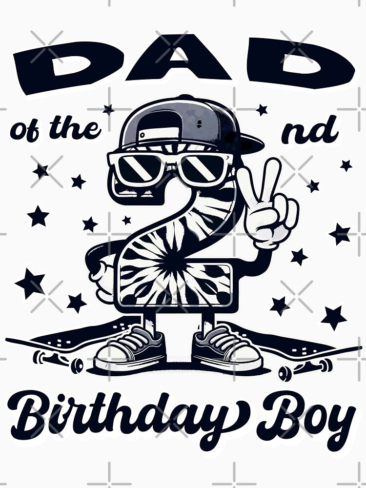 Dad Of 2nd Birthday Boy Toddler Skateboard B-day by Jungle Hub