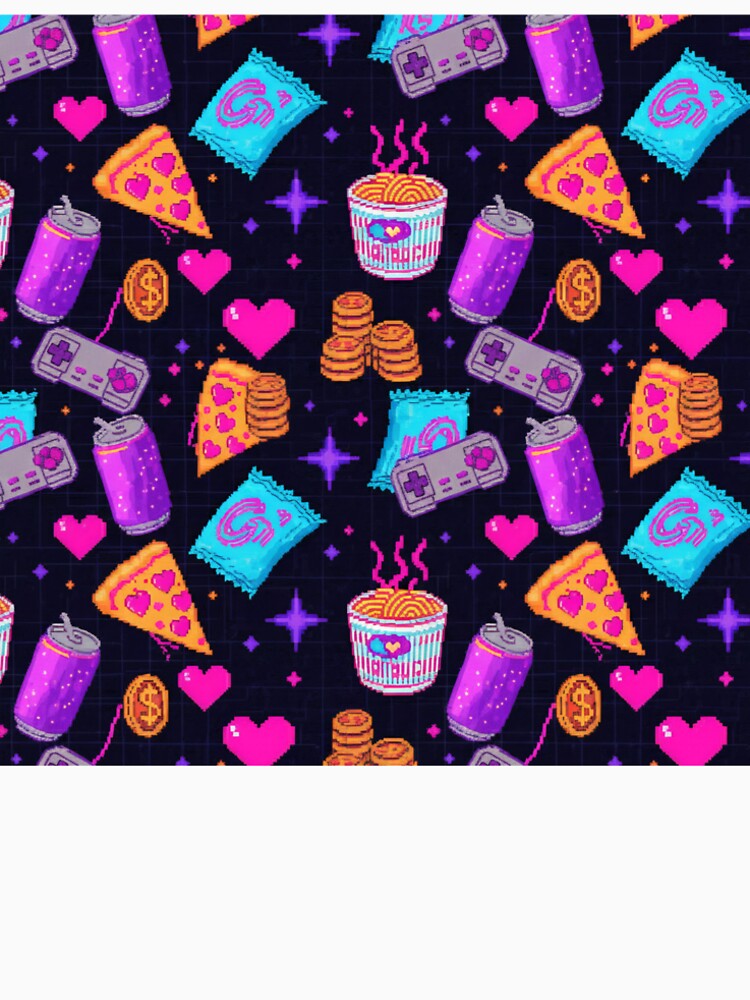 Retro Gamer's Dream Feast - Pixel Snacks & Controller Pattern by Barek532