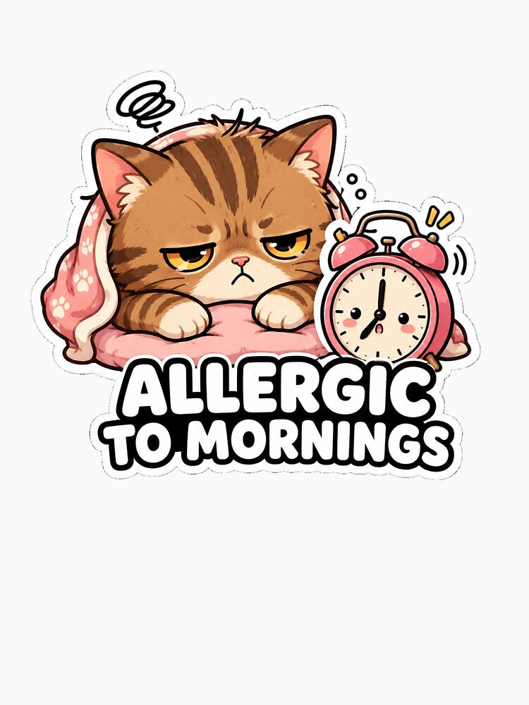 Allergic To Mornings Funny Grumpy Cat Meme Sticker by MoodyMeows