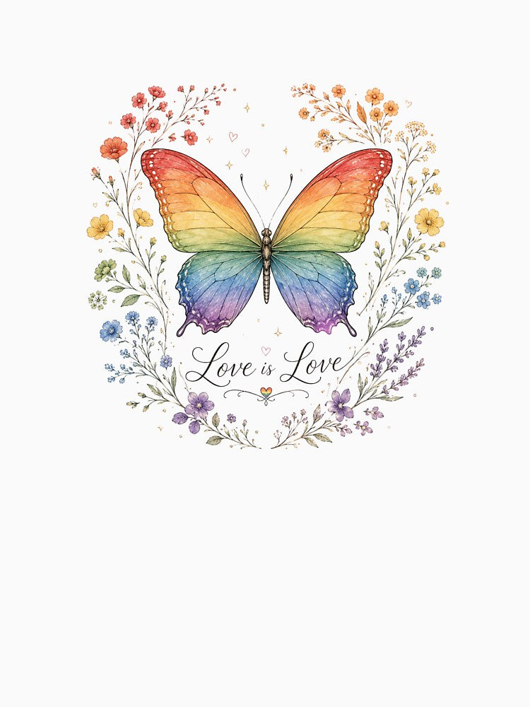Rainbow Butterfly Pride Flowers Design by NeoSakura