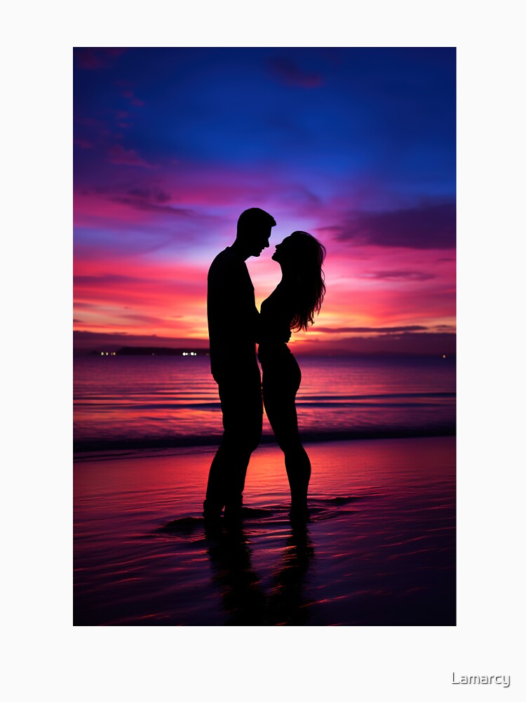 Young couple in love hugging on the beach by Lamarcy