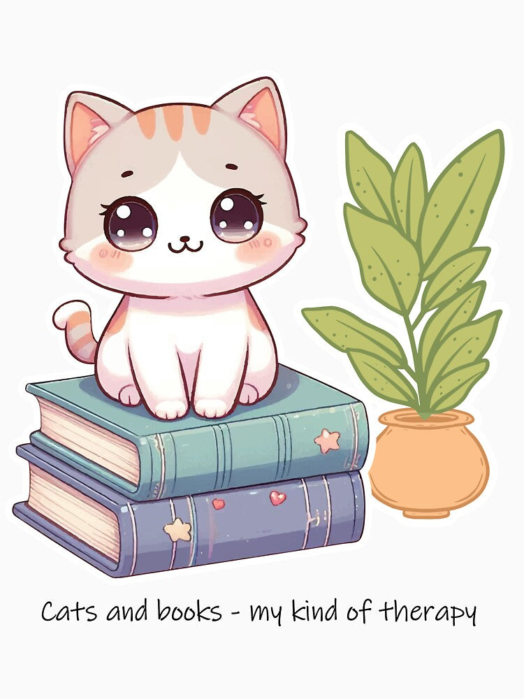 Cute Cat Reading Vibes with Books by PetsClan