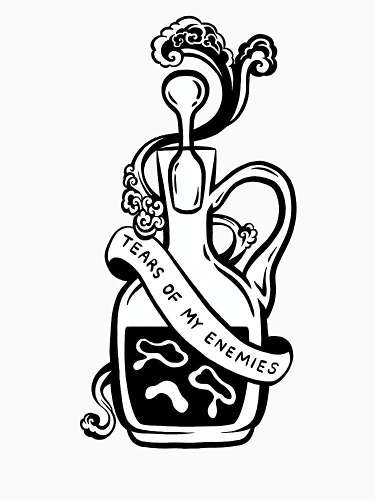 Tears of My Enemies (Potion Bottle Graffiti Tattoo Style) - Black Ink Version by FestiProper