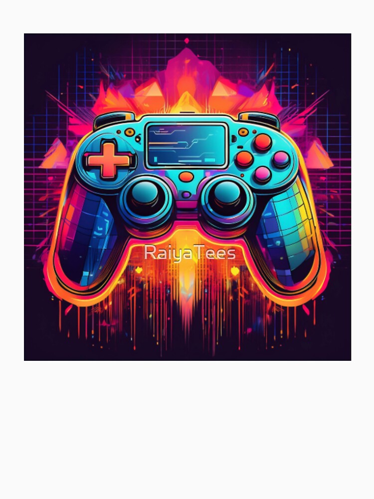 Vibrant Neon Gaming Controller Design by RaiyaTees