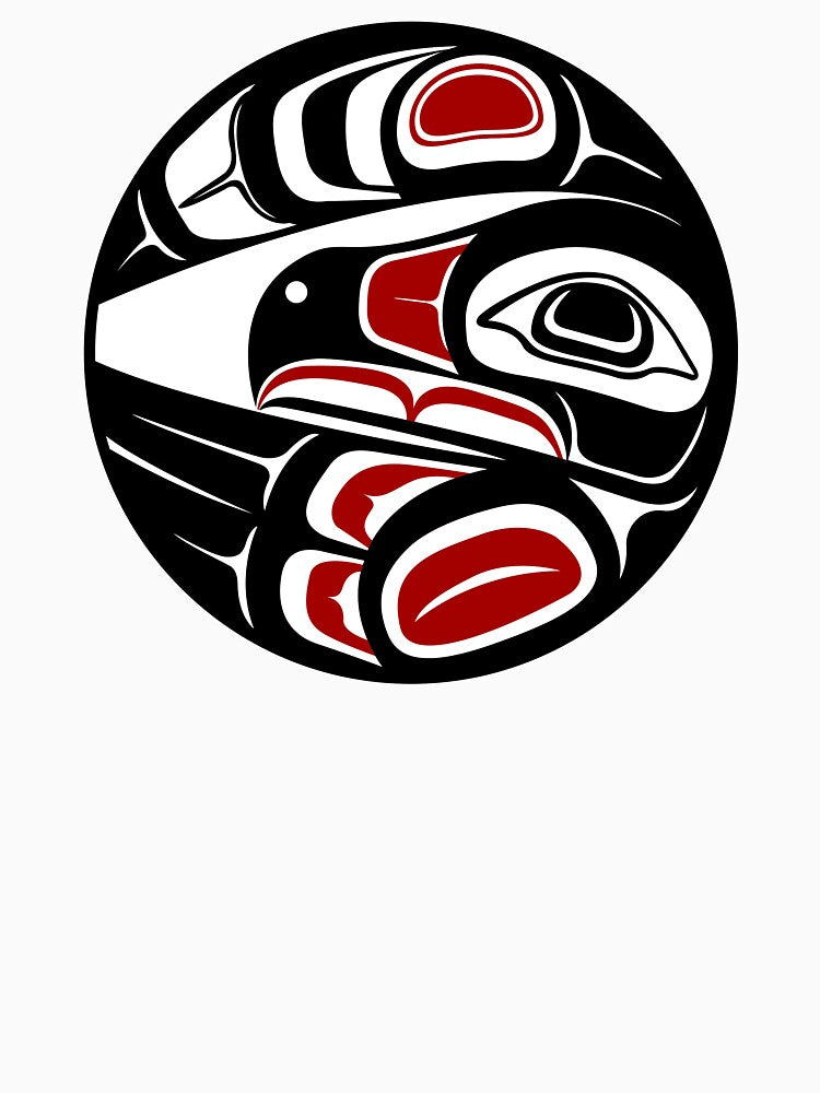 Raven Moon, formline circle, sun, bird, thunder, eagle, crow, haida, salish by cascadiadesigns