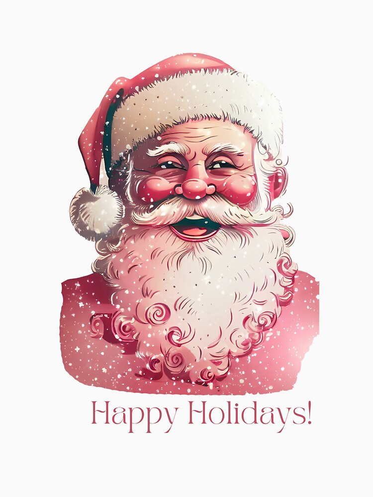 Retro Vintage Pink Santa Claus  01 by printiesart
