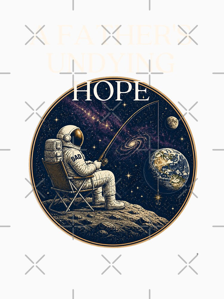 Astronaut Dad Fishing Shirt, Funny Father's Day Gift, A Father's Undying Hope Space Tee by Panom Suavichien