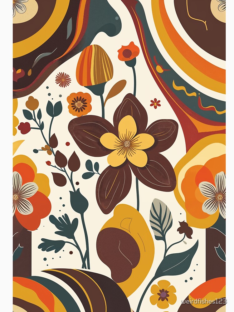 Retro Floral Swirl Pattern in Earthy Tones by weirdfishes123