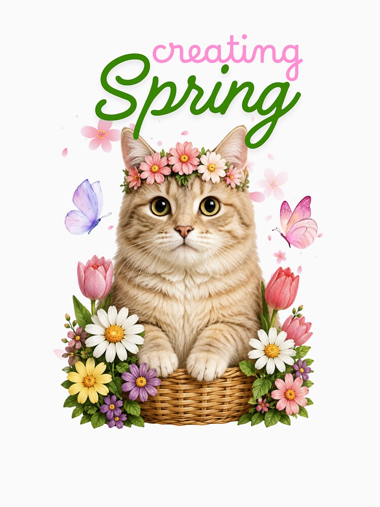 Creating Spring Cute Kitten Flowers by Keng Art