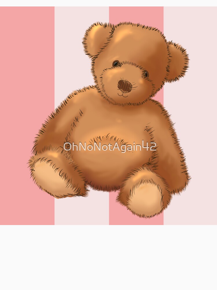 Teddy bear on baby pink stripe by OhNoNotAgain42