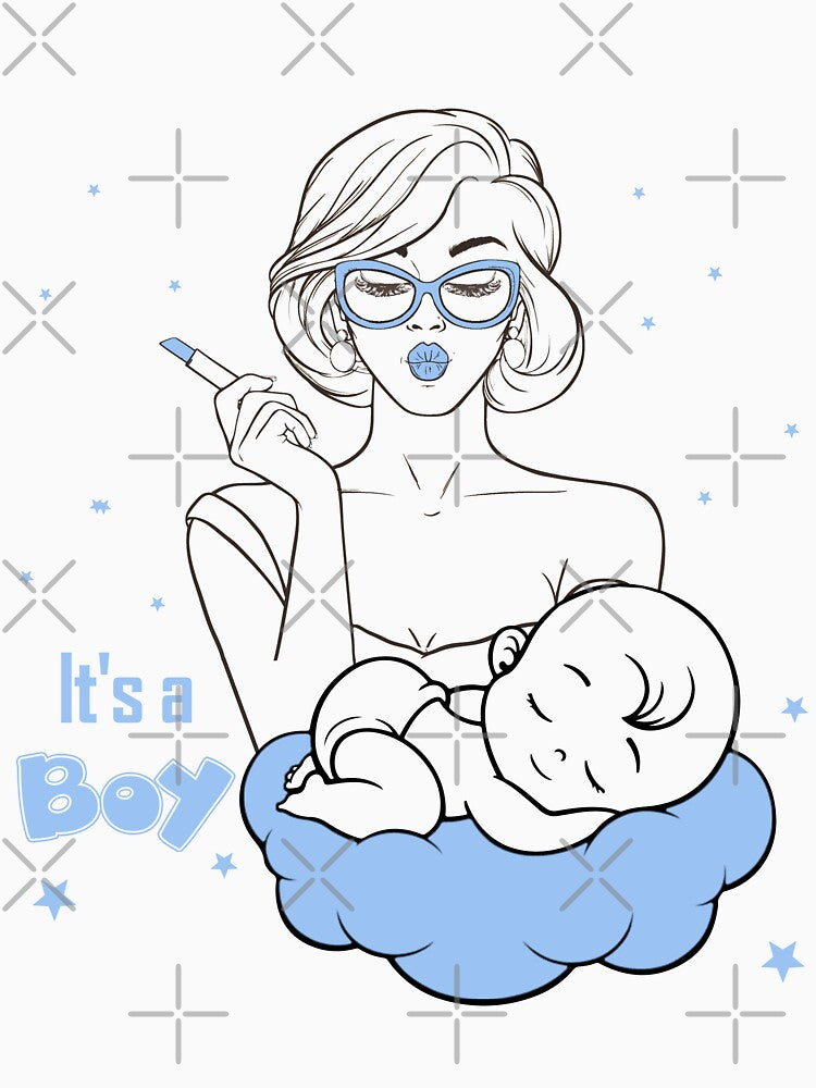 It's a Boy! Retro Pop Art Gender Baby Reveal - Male. Blue by S Quinn