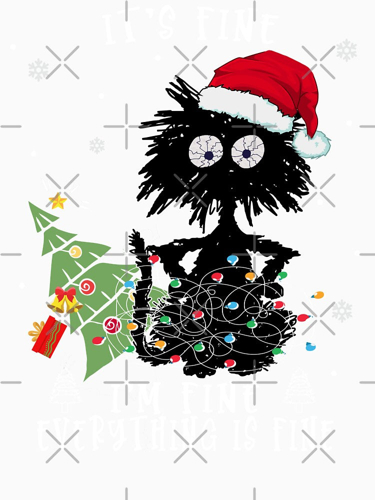 funny  black cat christmas family shirt , matching It's Fine I'm Fine Everything Is Fine cats christmas shirt by ZAIN JAMAL