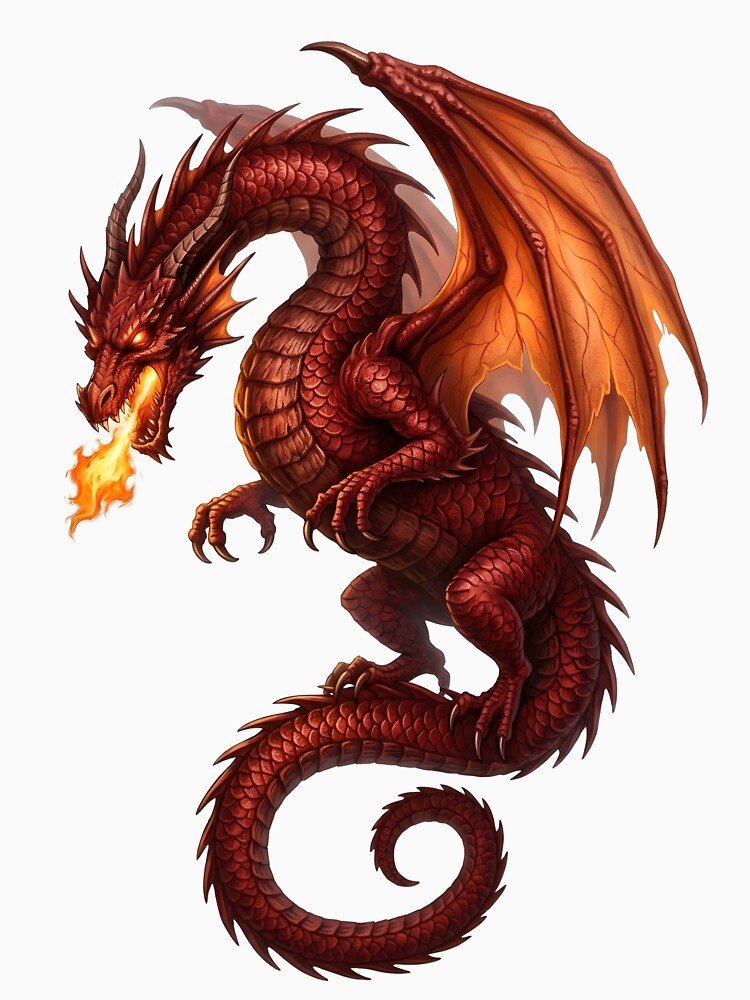 Majestic Red Fire Dragon Fantasy Art by DragonSerpent Ink