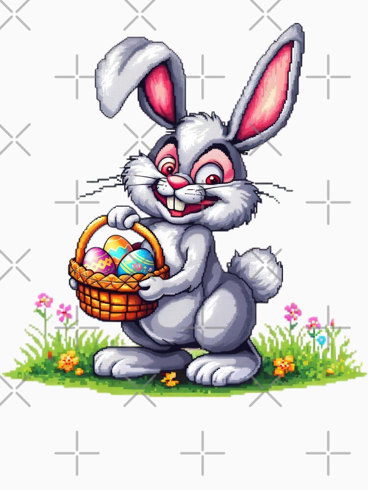 Easter Bunny with egg basket pixel ,funny easter,Happy Easter,Easter Day,easter illustration by Expressions-Sel