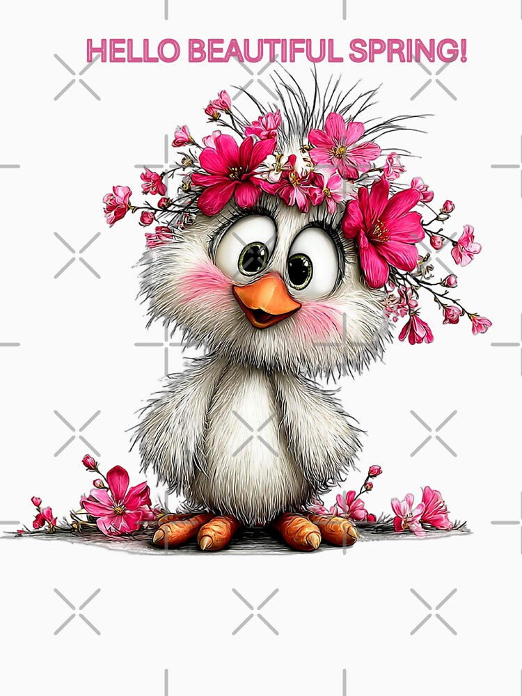 Cute Spring Chick with Pink Flowers by Astralia