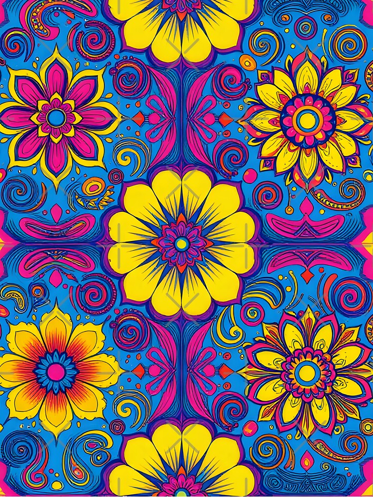 Flower Power Colourful Floral Pattern Pinterest Aesthetic Purple by druidwolfart