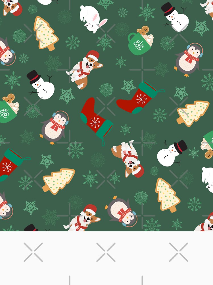 Green and White Christmas with dogs by Eunoia-ikigai
