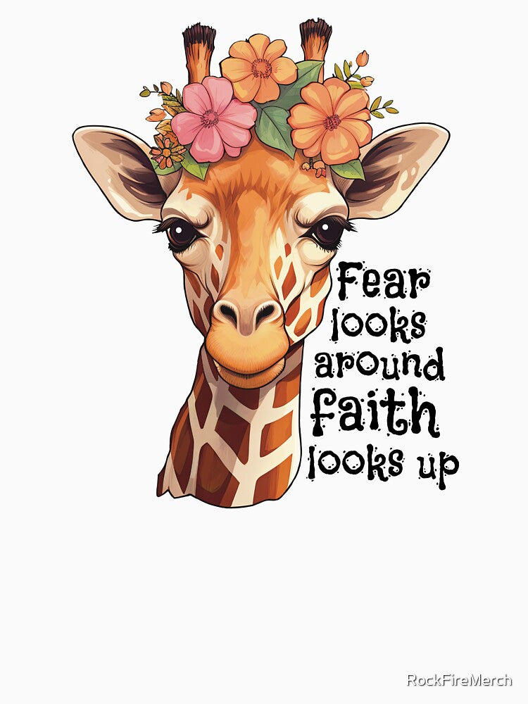Fear Looks Around Faith Looks Up Christian Faith by RockFireMerch