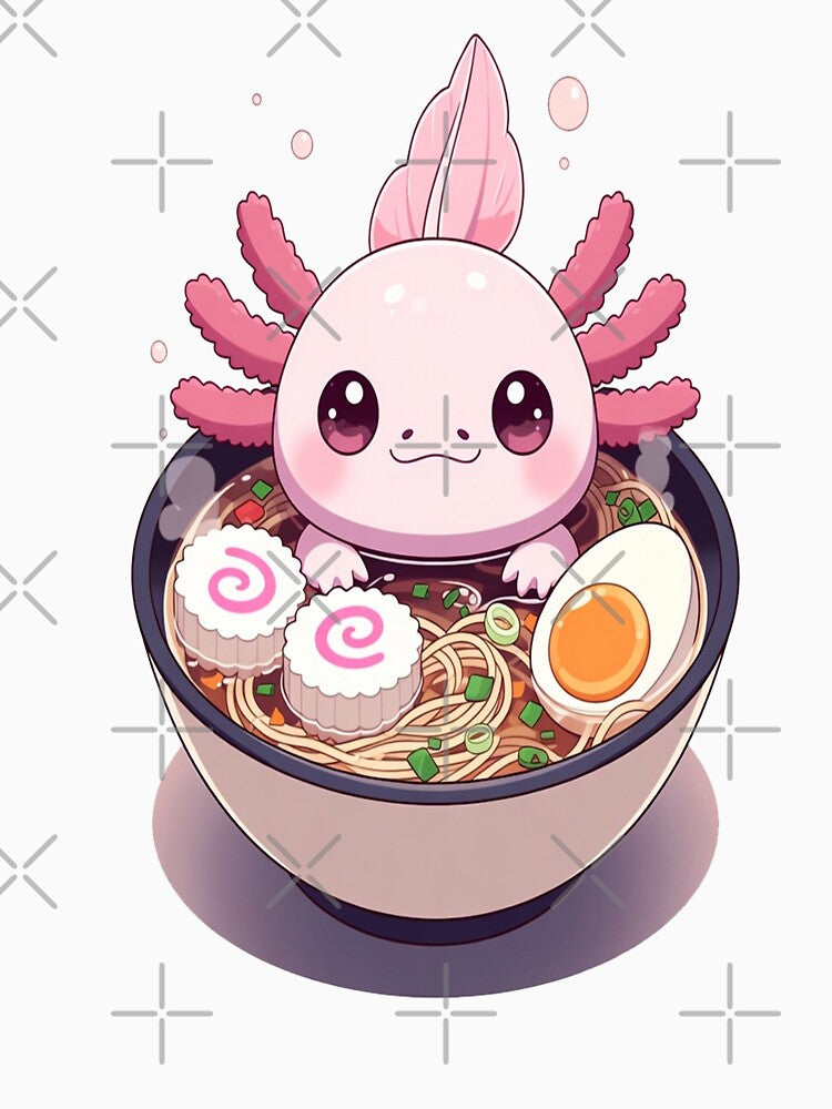 Axolotl Ramen Bowl Cute Kawaii Anime Japanese Food Art Gift by Ink Dynasty