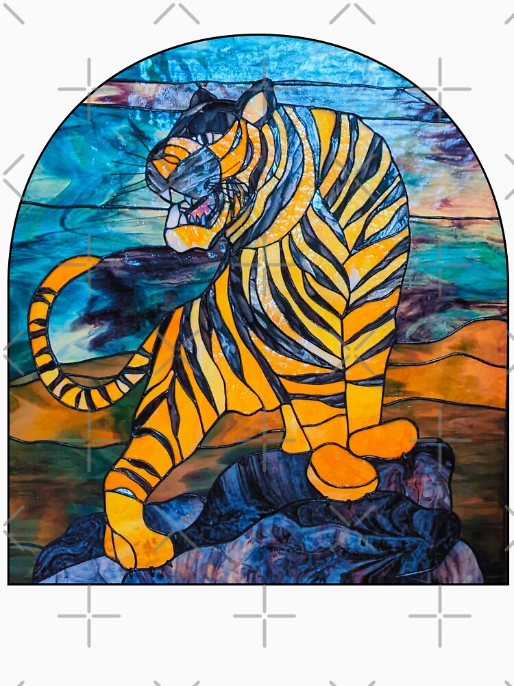 Tiger Stained Glass Window | Tiger Printed | Tiger Art Graphic | Tiger Japanese Art by KonnichiwaStore
