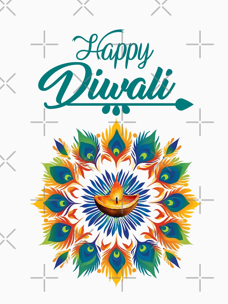 Happy Diwali ver3 | Festival of Lights | Indian Deepavali Celebration with Diyas, Rangoli & Lord Ganesha | Hindu Festival Art & Gifts by mndesignworx