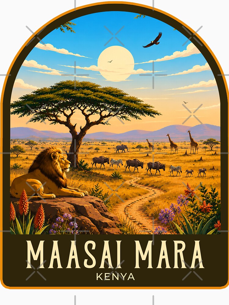 Maasai Mara Vintage Travel Illustration by HomeLivingCo