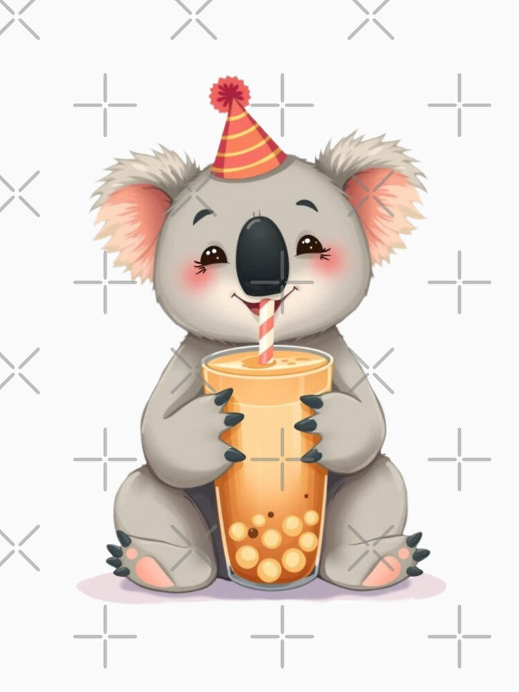 Koala Boba Tea Milk Chocolate Party Hat happy birthday kawaii gift funny christmas happy by CheeseBlueprint