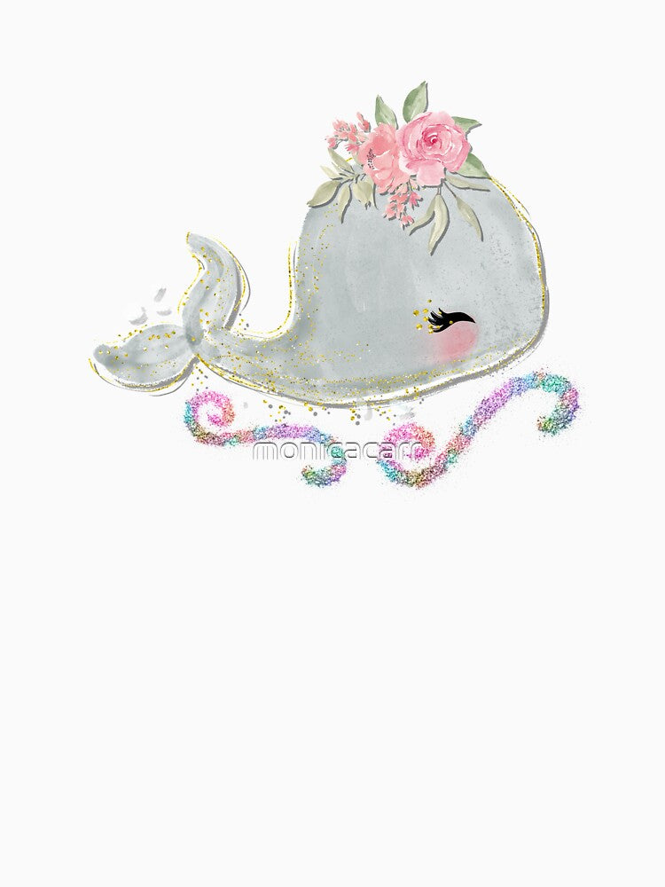 Cute Colorful Whale with Flowers Ocean Sea Life by monicacarr