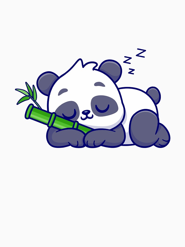 Cute Sleeping Panda Hugging Bamboo Cartoon by jrodriguep